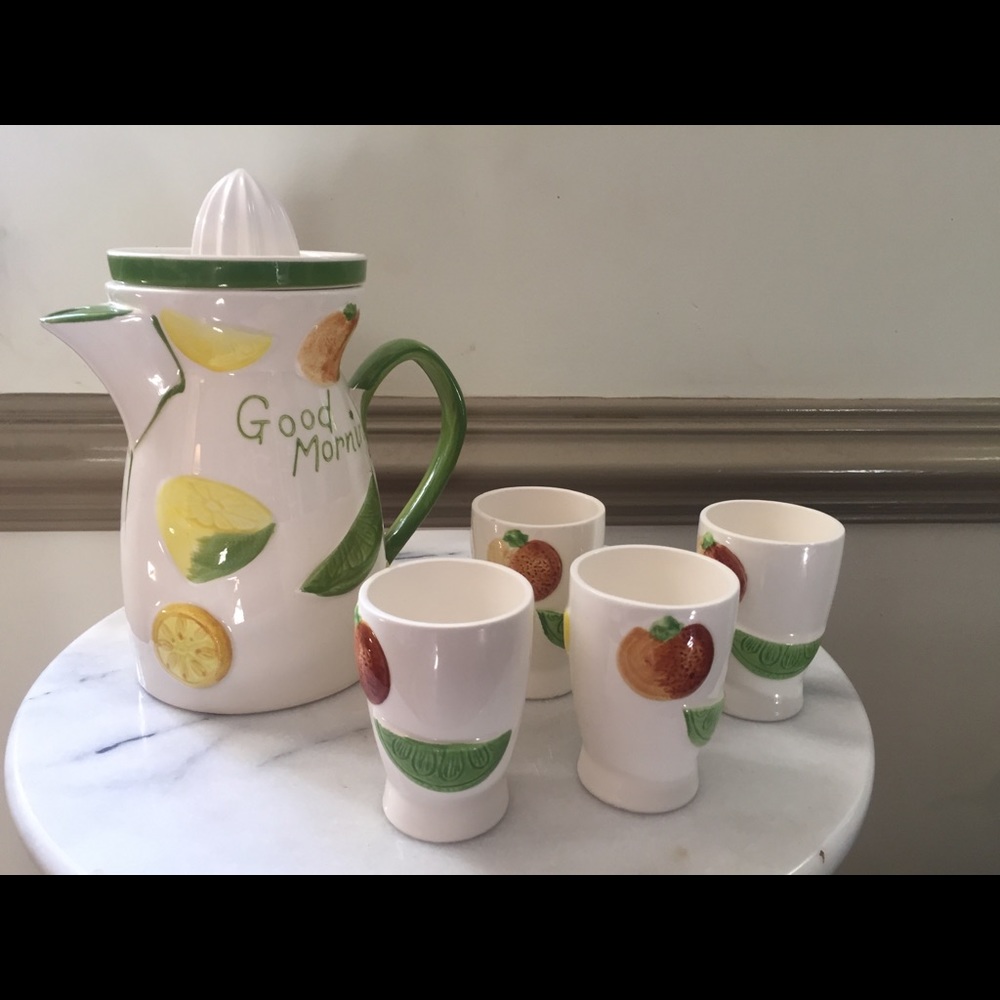Vintage 50’s Napcoware Ceramic Pitcher Juicer Set